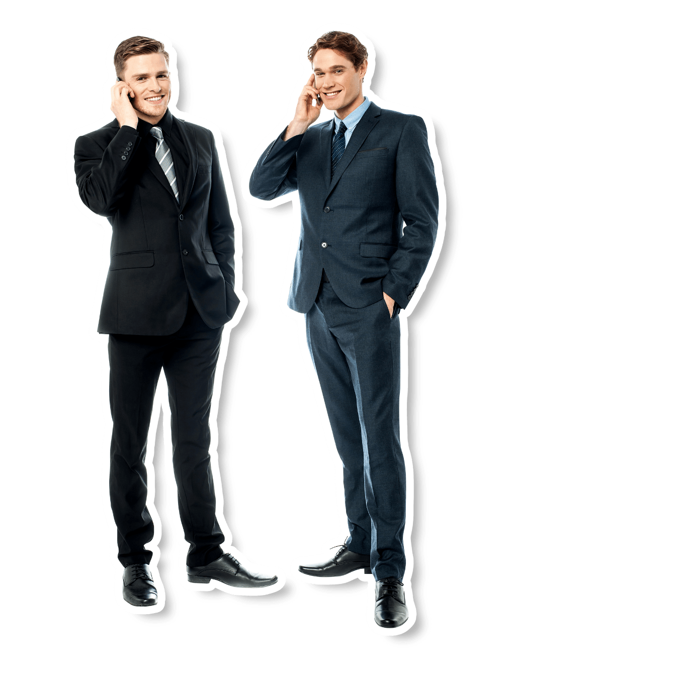 Professionnels au téléphone en contact avec leurs clients