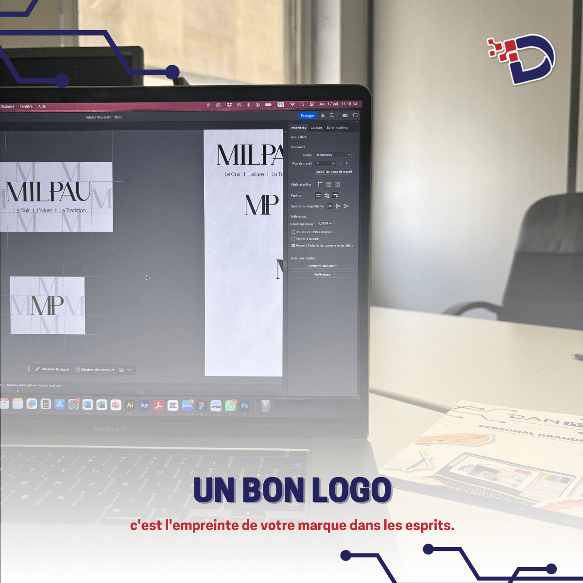 Création de logo professionnel sur ordinateur avec logiciel de design graphique pour renforcer l’image de marque.